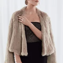 Китай завод прямые поставки натуральный кроличий мех вязаное меховое пальто Модная женская куртка с кроличьим мехом