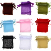 50/100 шт, сумки из органзы для ювелирных изделий 5x7 7x9 9x12 13x18 см, подарочные пакеты для хранения ювелирных изделий, Рождественские Свадебные украшения