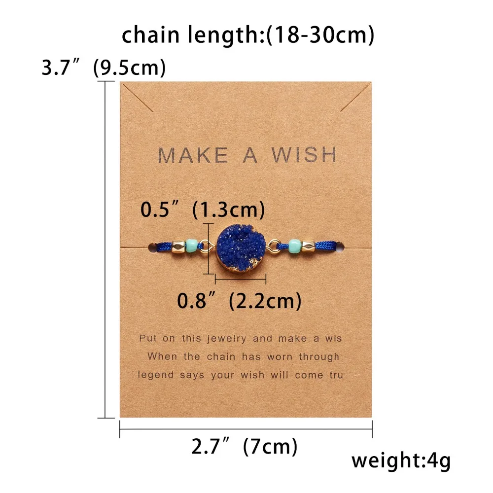Rinhoo Make a Wish Colorful Natural Stone Woven Paper Card Bracelet Adjustable Lucky Red String Bracelets Femme Fashion Jewelry - Image 3