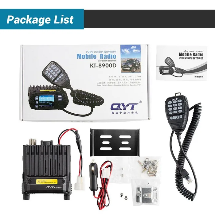 100% Оригинальные QYT KT-8900D Dual Band Quad автомобиля радио 136-174/400-480 мГц Мобильный приемопередатчик автомобиля приглушенный