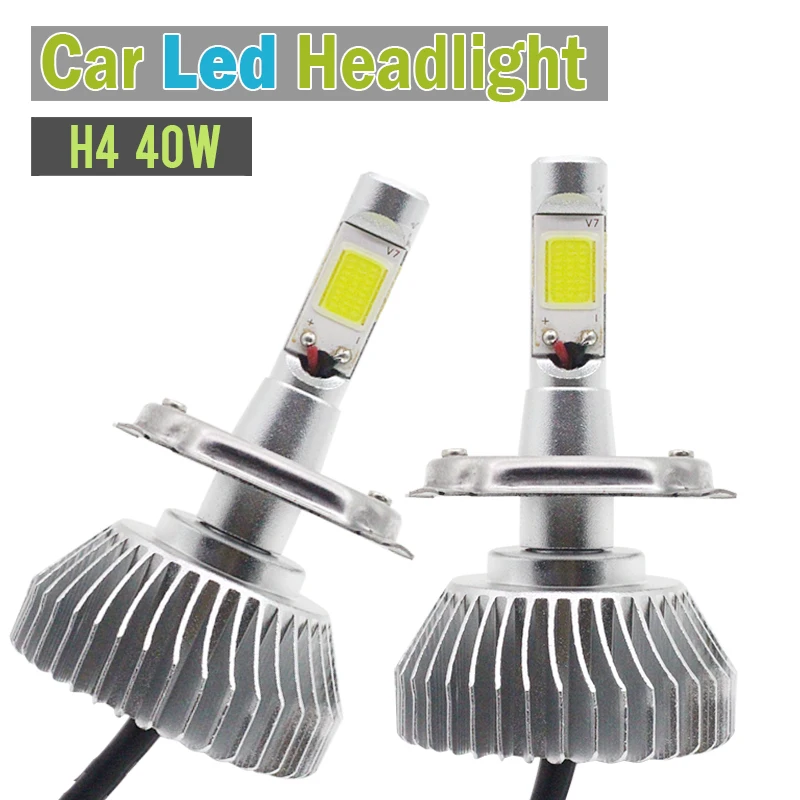 

H4 HB2 9003 40W LED Light 4000LM White Car Motorcycle Replacement Headlight Headlamp Low Beam 1 Pair