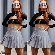 Новая женская сексуальная клубная одежда Светоотражающая плиссированная юбка трапециевидная Повседневная Высокая Талия Мини Короткие Сарафаны