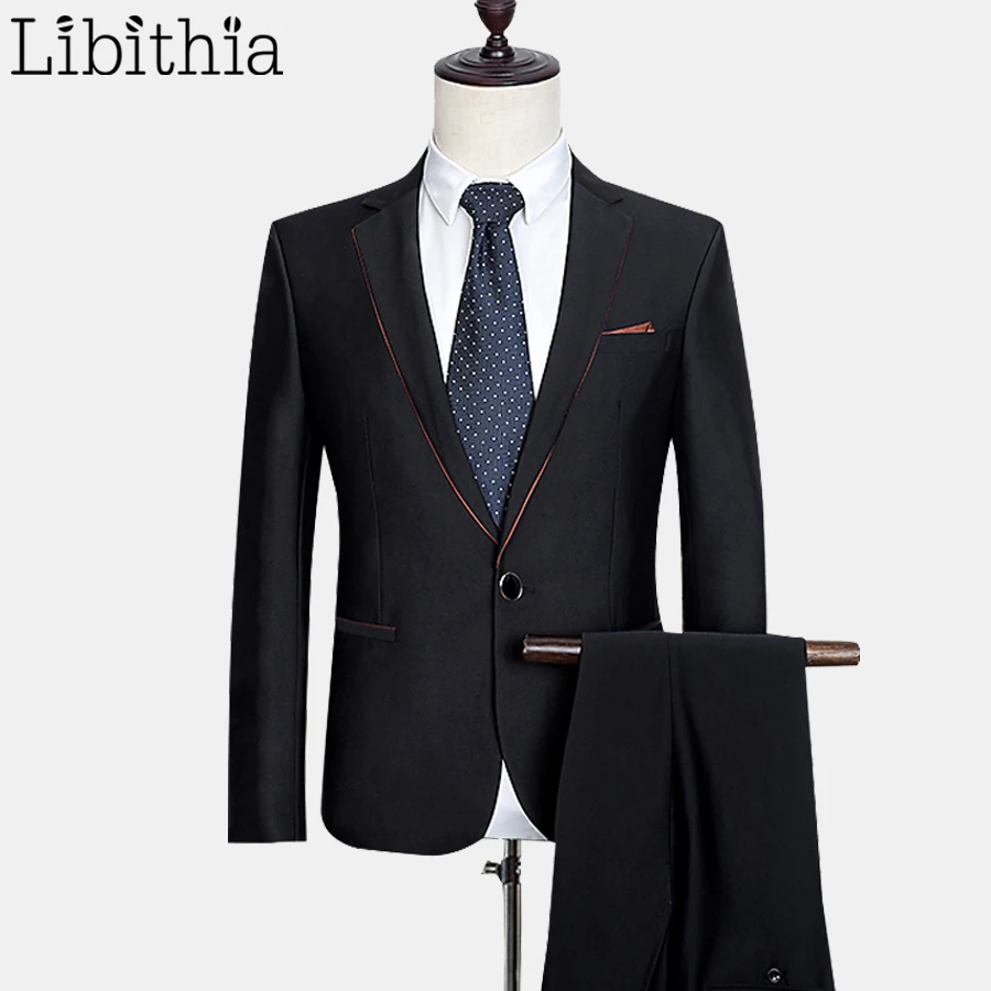 (Jacket + Pant) Men's Fashion Wool Suit Formal Menwears Casual With