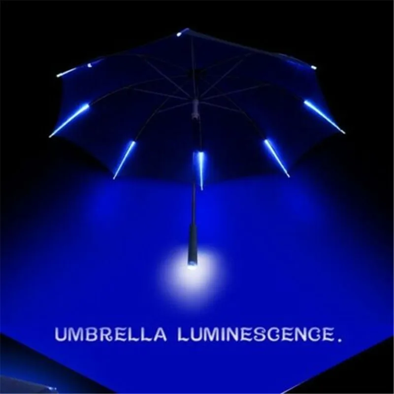 Крутой Зонт с светодиодный Особенности 8 ребер легкой прозрачной с ручка фонарика