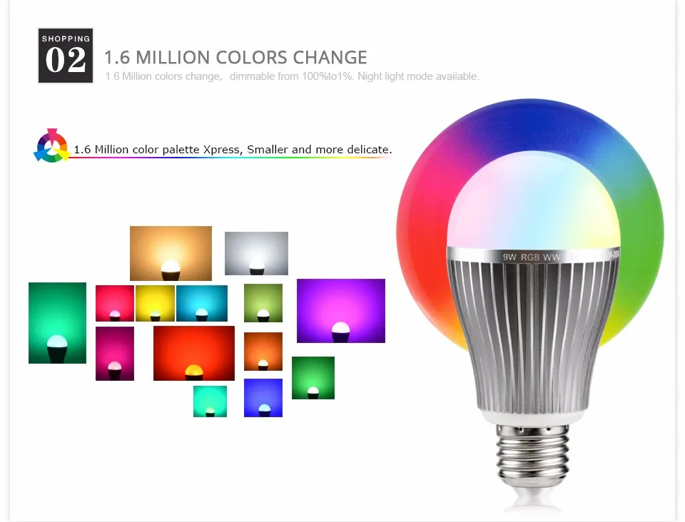 Оригинальные Mi. Light 2.4 г/Wi-Fi Управление RGBW гамма WW светодиодные лампы 4 Вт 5 Вт 6 Вт 9 Вт GU10 e27 E14 110 В-220 В затемнения smart led лампа