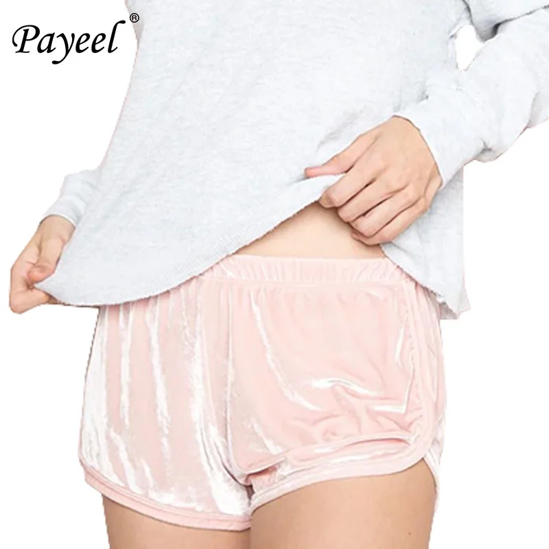 Payeel Velvet Shorts High Waisted Stretchy Short Pants for Women