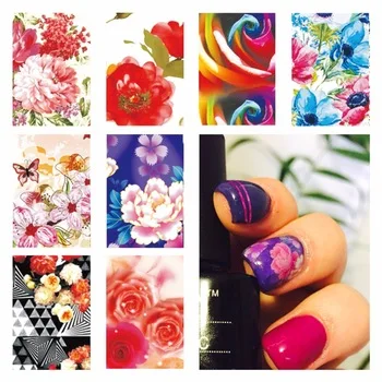 YZWLE 1 Sheet Optional Gothic Blooming Flower Nail Art Water Decals Transfer Sticker Decorations Tool For Nails Art