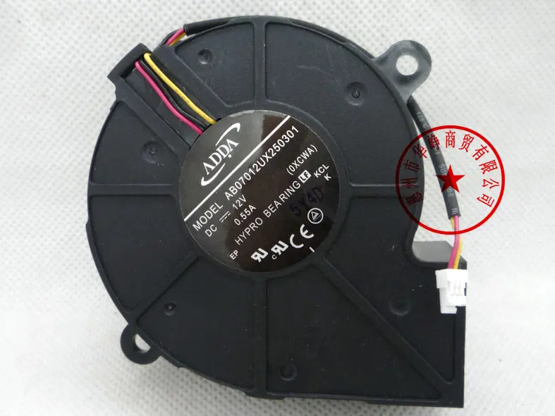 

New Original ADDA 7CM AB07012UX250301 -RIGHT 7525 12V 0.55A 3WIER cooling fan