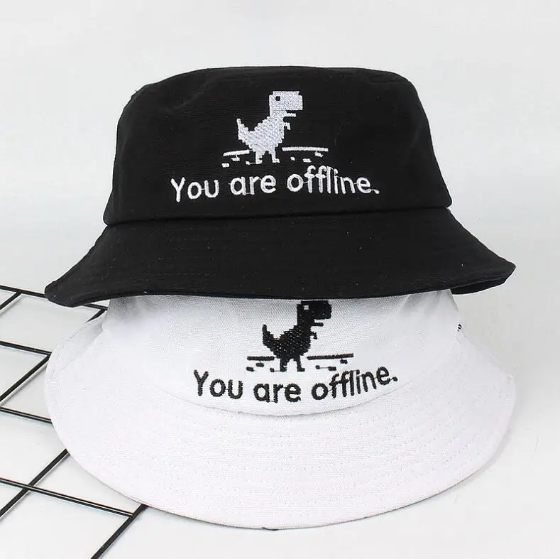 

2018 Creative error page Bucket Hat Unisex Foldable Dinosaur Bob Cap Hip Hop Gorros Men Summer Caps Panama Fishing Bucket Hat
