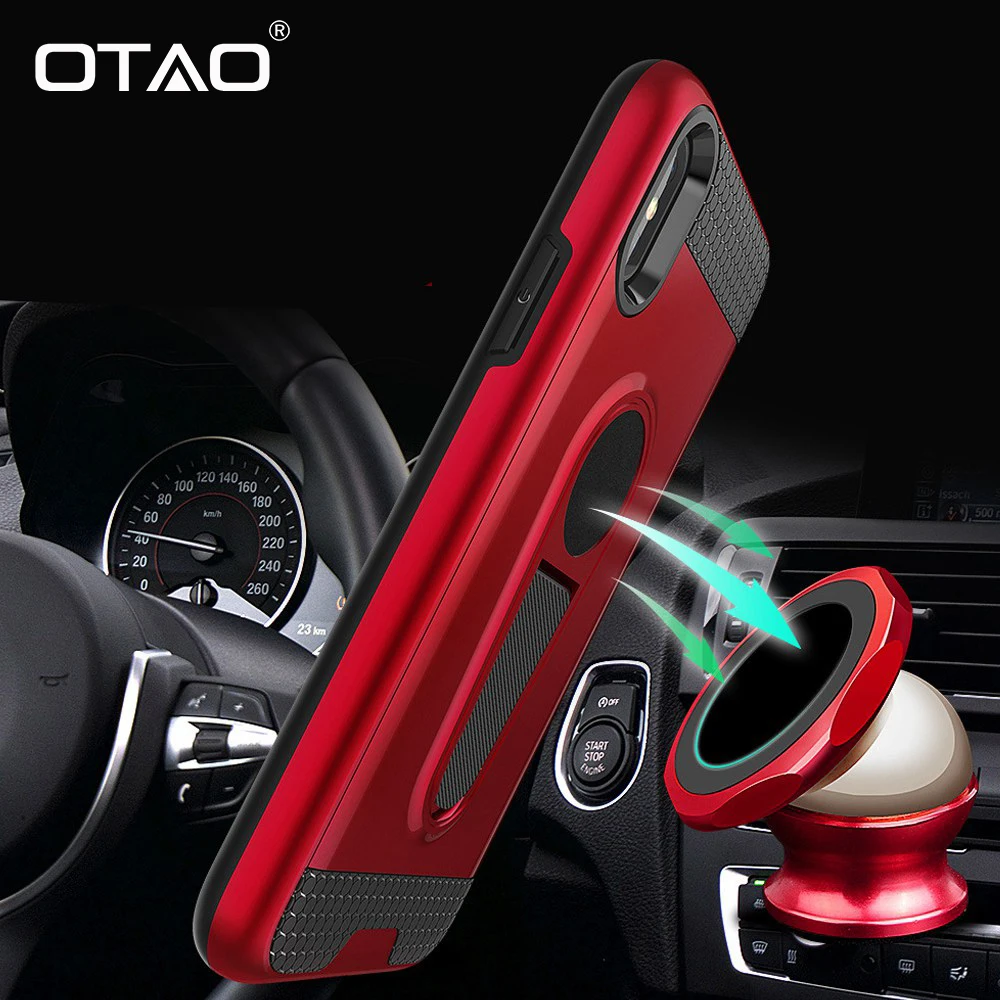 OTAO противоударный панцири чехол для iPhone X 8 7 6 S Plus Чехлы магнитный автомобильный