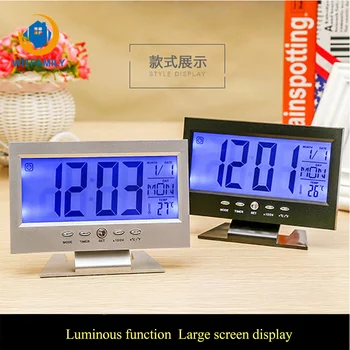 

Led Digital Clock 12/24 Switch Desk Digital Electronic Luminous ClockTemperature and Humidity Large Number Display Table Watch