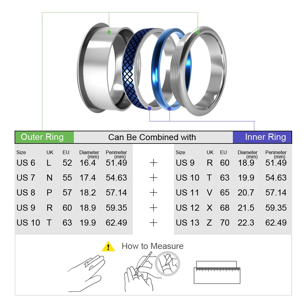 

Floya Wedding Ring Stackable Band Stainless Steel Arctic Symphony Ring Reversible Interchangeable Collection Rings Blue Enamel