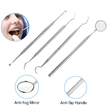 

4pcs/set Stainless Steel Dental Scraper Mouth Mirror Probe Teeth Tartar Dentists Pick Tool Teeth Scaler For Teeth Whitening Kit