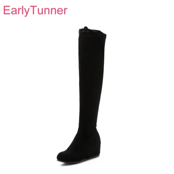 

Brand New Lovely Black Gray Women Thigh High Slouch Boots Lady Nude School Shoes EK836 Plus Small Big Size 10 32 43