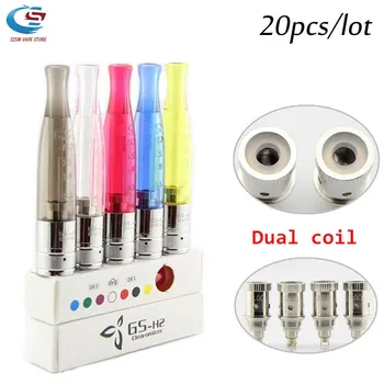 

20pcs/lot GS H2 electronic cigarette Atomizer 2.0ml Capacity Bottom Heating Atomizer for E-cigarette eGo H2 Atomizer dual coils