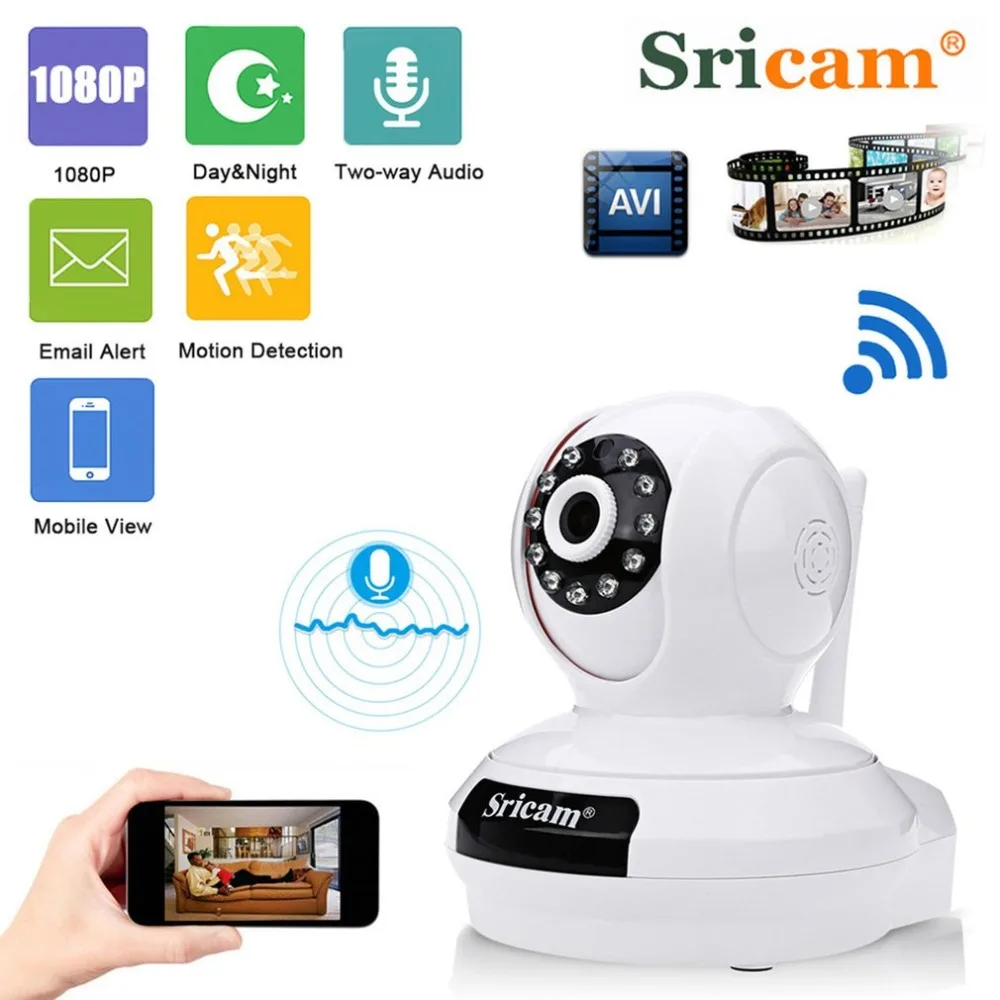 

Sricam SP019 Baby Monitor Wireless IP Camera 1080P WiFi Indoor P2P PT TF Card Home Security Surveillance Cam