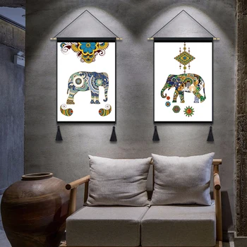 

Jixiang Ruyi Lucky Totem Tapestry Parlor Bedroom Backdrop Wall Decoration Hanging Canvas Painting Ethnic Tapestry 45cm*60cm
