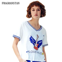 Женская весенне-летняя футболка с v-образным вырезом и коротким рукавом, женские модные топы с ремешками и надписью, женские белые футболки высокого качества Q723