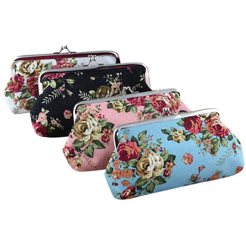 

Transer Women Lady Retro Vintage Flower Small Wallet Hasp coin cards Purse Clutch Bag drop shipping B6 30