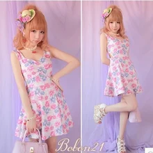Принцесса сладкий платье в стиле «Лолита» BOBON21 уже бобонь летние пикантные Талия полые-out Cultivate one's morality платье без рукавов с цветочным рисунком D1045