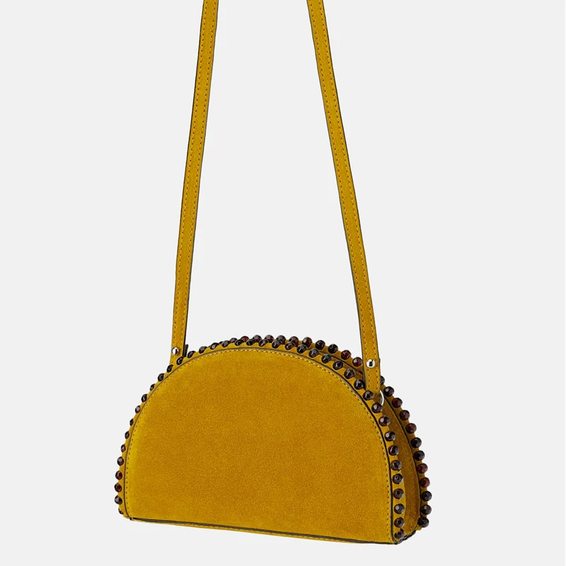 Hight Quality Pu Leather Women'S Shoulder Saddle Crossbody Bags Rivet Half Moon purses and handbags Zipper Bolsas Mujer Brand