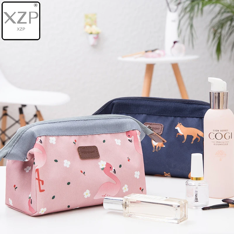 XZP Animals Flamingo Fox Cosmetic Bag Women Necessaire Flower Make Up Bag Travel Waterproof Portable Makeup Bag Toiletry Kits