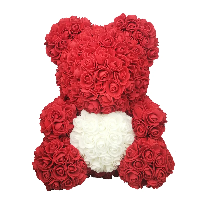 32 см пена Роза медведь плесень DIY искусственный цветок розы медведь розы с сердцем для влюбленных подарки