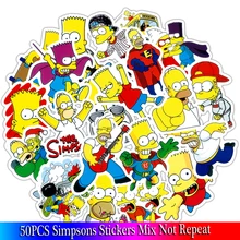 50 шт./лот, забавные наклейки с рисунками аниме Симпсоны, граффити для Мото автомобилей и чемоданов, крутые наклейки для ноутбука, детские наклейки для скейтборда