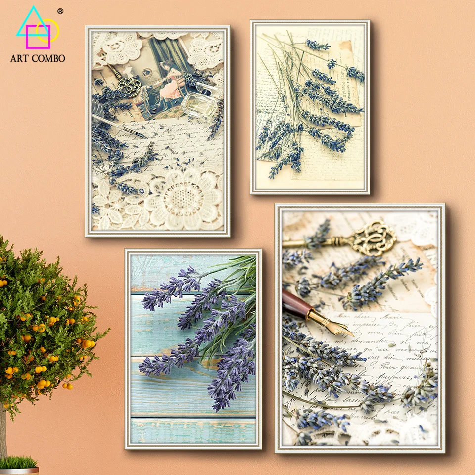 Красивый Цветок Лаванды Холст Картины Wall Art Picture Украшение Дома Живописи COMBO Один