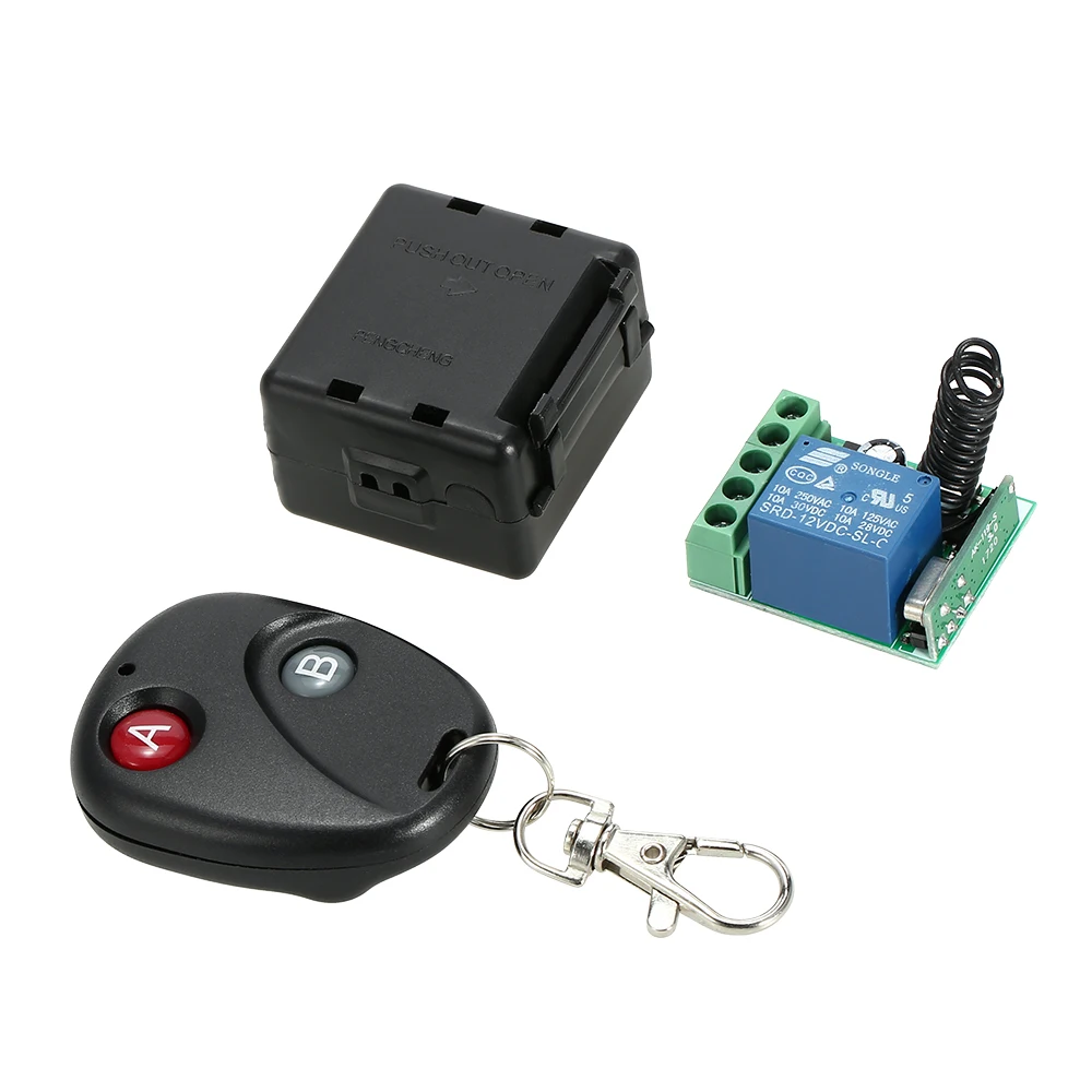 Universal 433Mhz Wireless Remote Control Switch DC 12V 1CH Relay Receiver Module+ RF Transmitter Remote Lights Smart Home