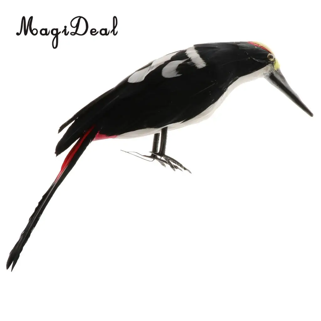 Realistic Artificial Animal Feather Garden Figure Woodpecker Bird Model Home Park Garden Tree Ornament Decor