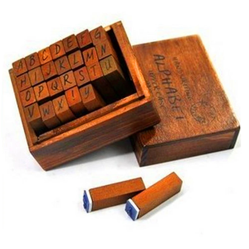 28Pcs/Lot English Uppercase And Lowercase Letters Wood Stamps,alphabet