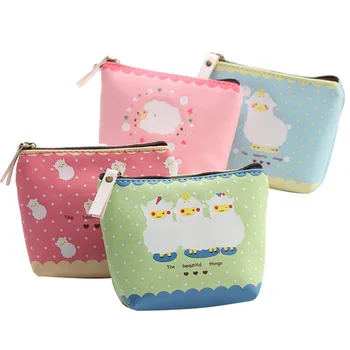 

60PCS / LOT Girl Print Lamb Purse Candy Color Coin Bag Girls Cute Card Key Money Small Bags Ladies Creative Earphone Bag