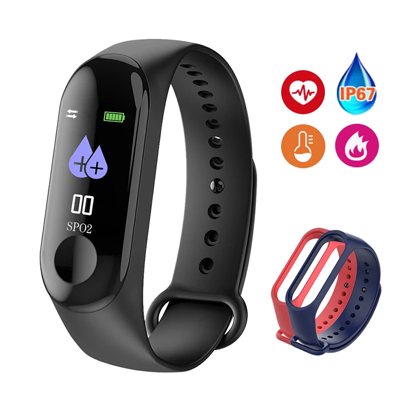 

Rovtop Smart Bracelet Wristband Blood Pressure Fitness Heart Rate Monitor Tracker Life Waterproof M3 Plus Smart Wristbands