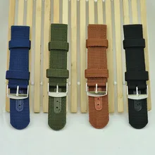 10 шт./партия, высококачественный нейлоновый ремешок для часов 24 мм, ремни NATO, водонепроницаемый ремешок для часов(черный, синий, зеленый, коричневый)-WBZ008