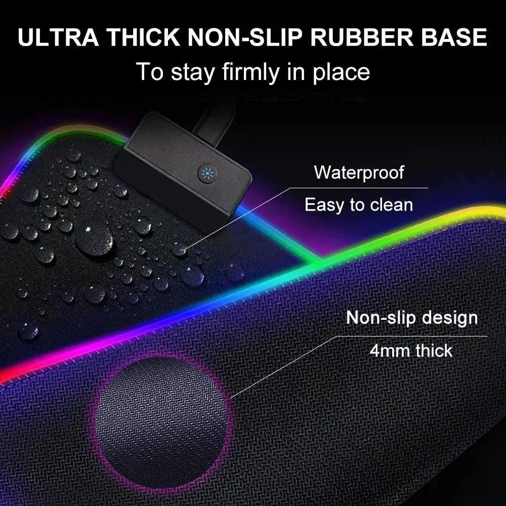 Large RGB Mouse Pad Gamer Computer Mousepad LED Gaming Mause Pad XL RGB Mouse Mat Big RGB Mousepad