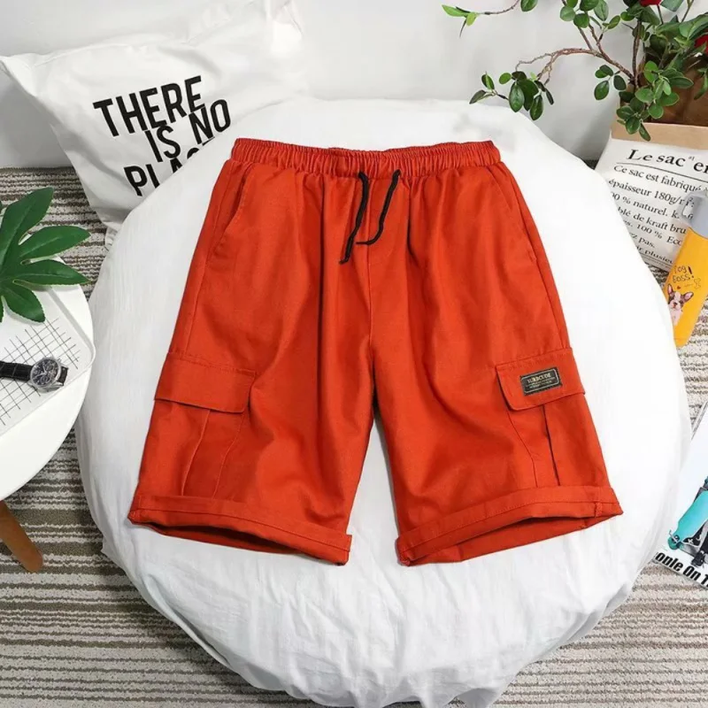 Летние мужские однотонные, до колена шорты эластичный шнурок на талии шорты Модные мужские Карго короткие комбинезоны
