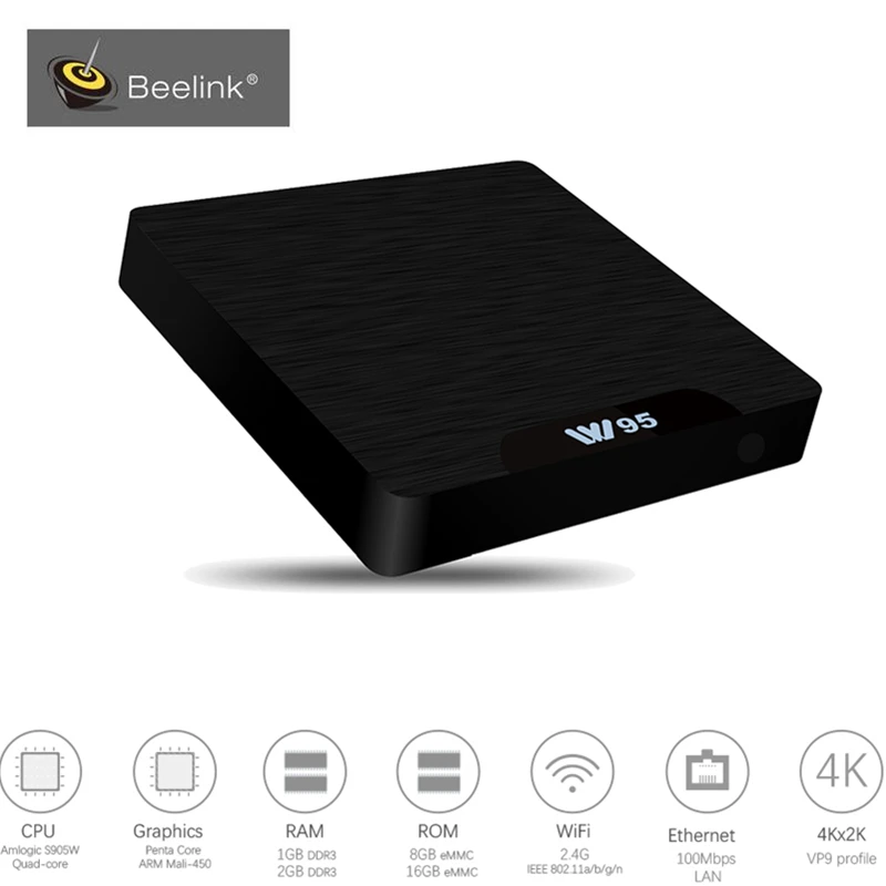 Оригинальный Beelink W95 Android ТВ коробке 2 ГБ + 16 7 1 Amlogic S905W Декодер каналов кабельного