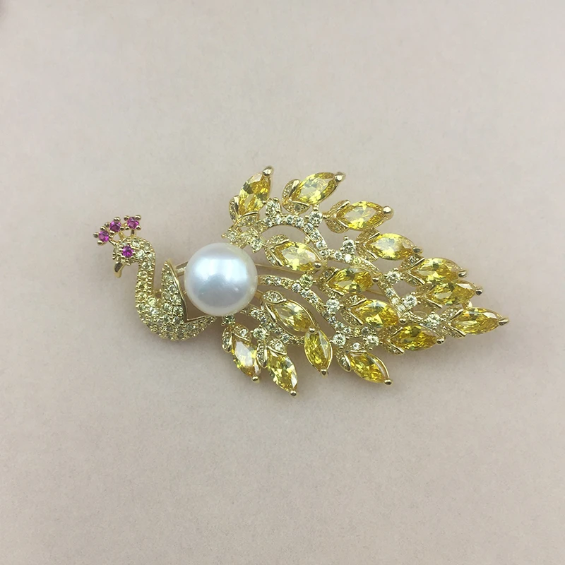 Sinya Natura Pearl Brooch High luster 11-12mm freshwater pearls color optioanl Gold plated high quality fashion jewelry for Mum (10)