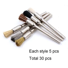 30 шт 3 мм хвостовик Сталь латунной проволоки шерсть щеткой для ультра-тонкий металлический для полировки Ювелирное Украшение из нефрита очистки заусенцев T тип, поворотный инструмент