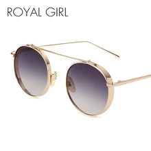 ROYAL GIRL, круглые солнцезащитные очки для женщин, фирменный дизайн, маленькая металлическая оправа, плоский верх, солнцезащитные очки для женщин, зеркальные, gafas de sol ss978