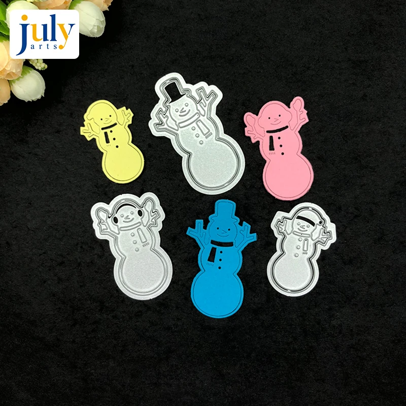 

Julyarts 3pcs/set Snowman Cutting Dies Silver Cutting Dies Cutting Scrapbooking for Handwork Gift Creative Carbon Steel Material