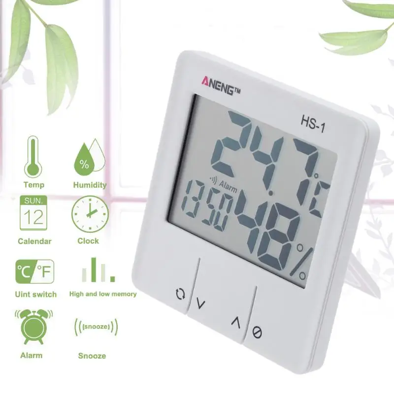 

Indoor LCD Digital Thermometer Hygrometer Electronic Temperature Humidity Meter Weather Station Tester Alarm Clock