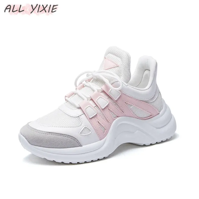 

ALL YIXIE 2019 New Fashion Women Casual Sneakers Trends Ins Female White Flats platform Spring Summer Lace Up Vulcanized Shoes