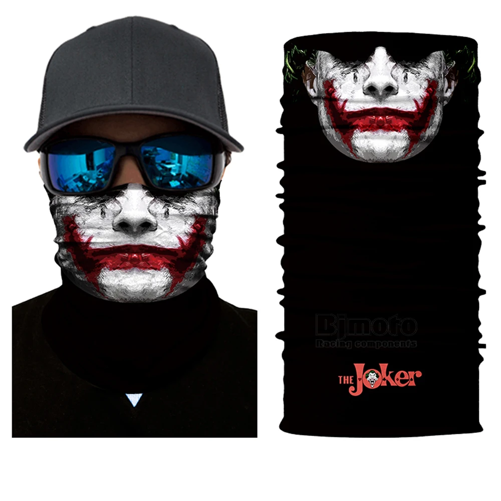 3D Seamless Skull Balaclava Neck Face Mask Halloween Clown Joker