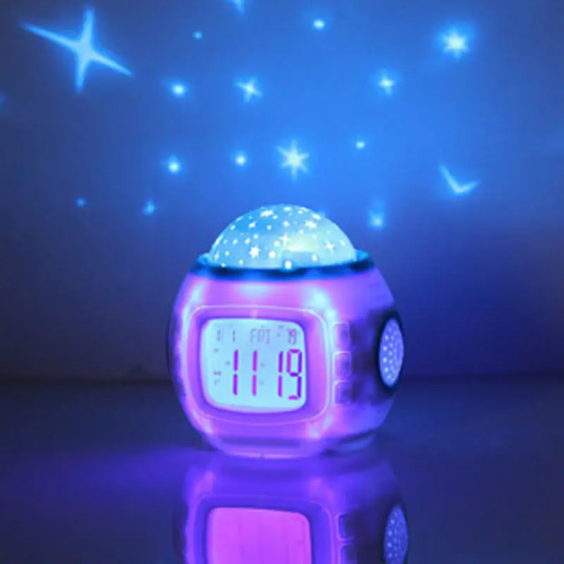 Drop Shipping Best Gift Mini Music Starry Alarm Projection Clock Star