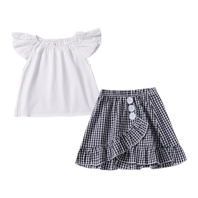 Summer Girls cute 2pcs set shirts and skirt baby cotton clothes Suits ...