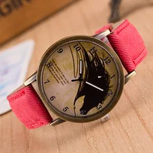 Retro Bronze Quartz Wristwatches Harajuku Graffiti Women Denim Watch Fashion Casual Men’s Sports Clock Gift Relogio Masculino