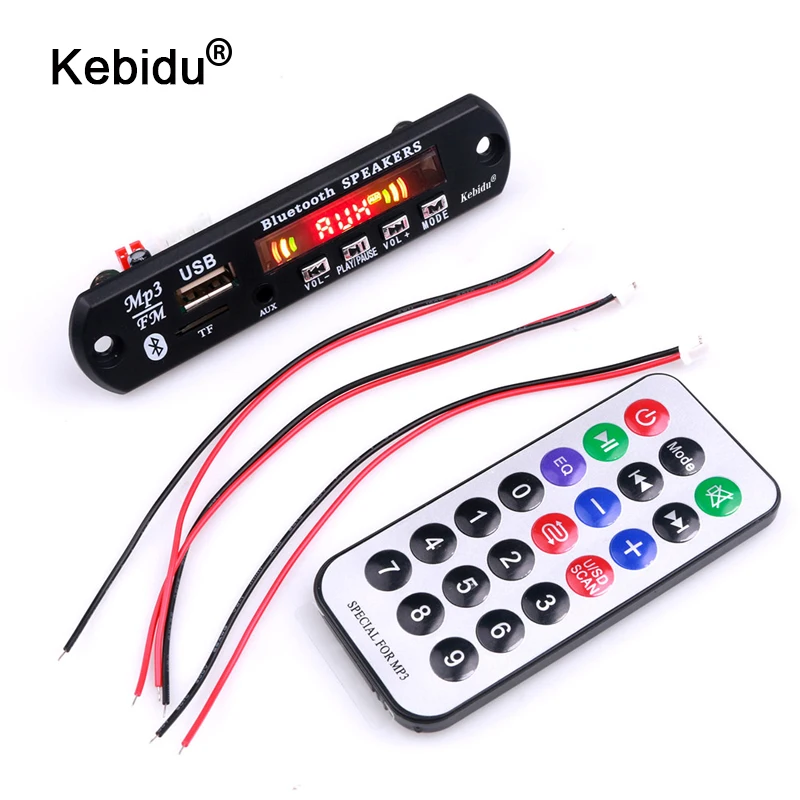 

kebidu 6W Speaker MP3 Player Decoder Board Recording FM Radio TF USB 5V 3.5 mm AUX Module Bluetooth5.0 Receiver Car kit Audio