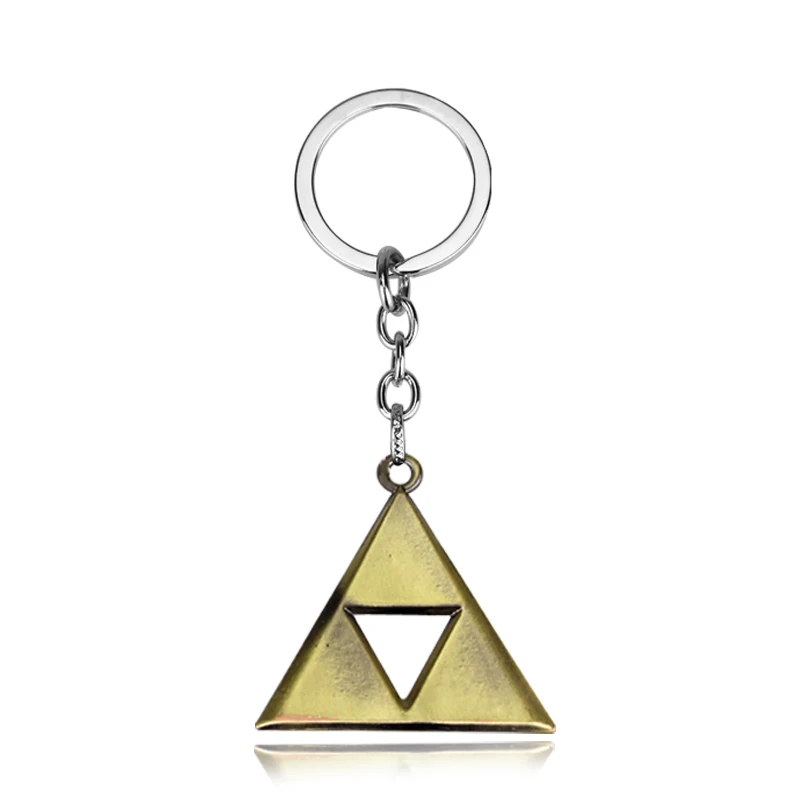 Мужские треугольные брелки для ключей Triforce полые античная бронза кольцо 3D